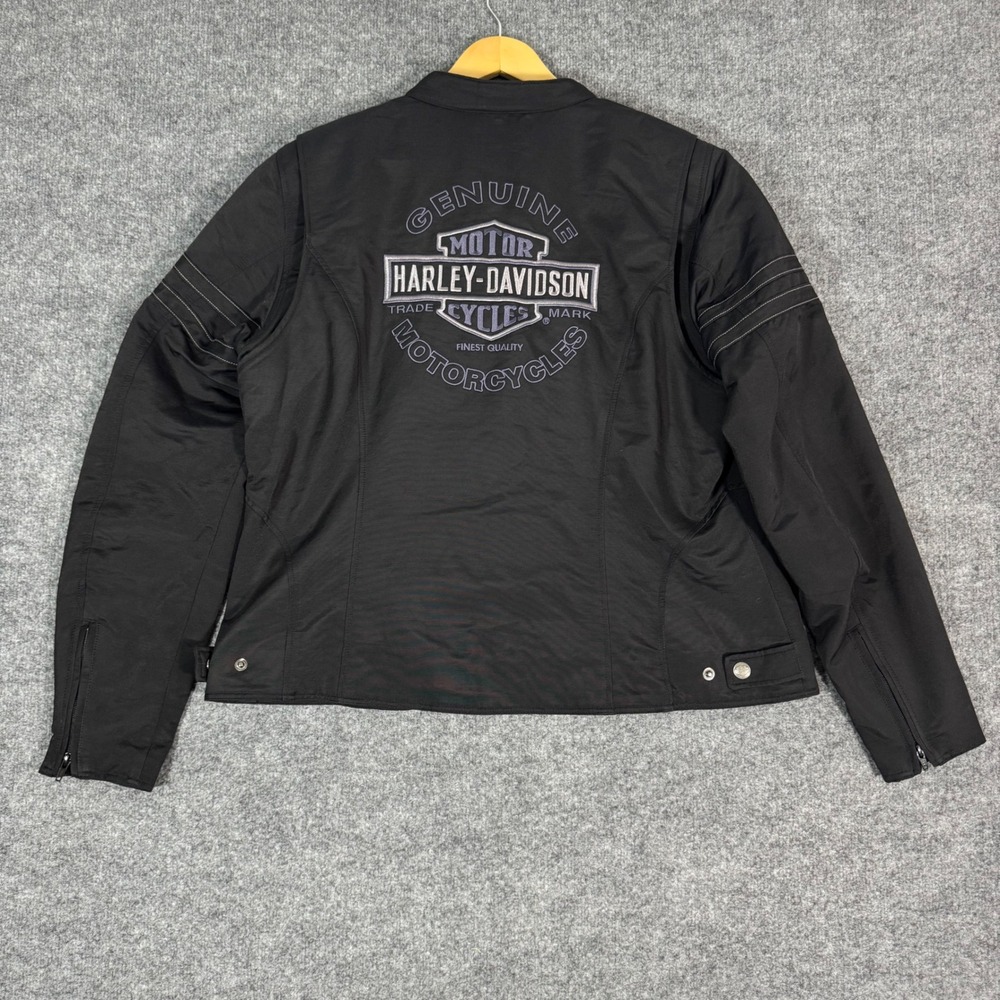 Harley Davidson Riding Jacket Embroidered Logo Womens 2XL Black Cotton Nylon EUC